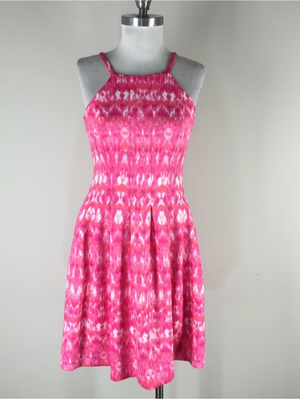 Calvin Klein Pink Tie-Dye Halter Midi Dress